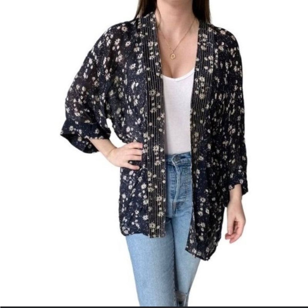Lotte Erfurt Hjorth Limited Edition‎ Black Floral Open Kimono Cardigan, OS